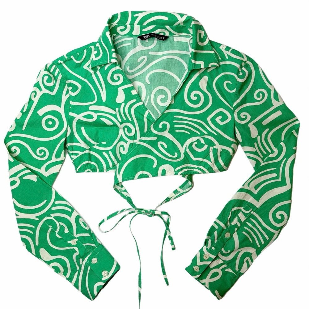 Zara Swirl Wrap Crop Top Retro Psychedelic Hippie